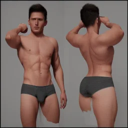 A male underwear model, hyper realism