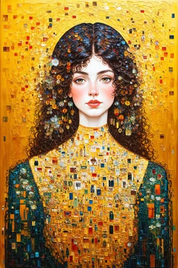 saved by zero; Lowbrow painting inspired by Gustav Klimt; Golden Hour; Exquisitely Detailed
