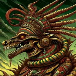 mind bending under the thrall of Quetzalcoatl's Aztec Death Whistle, horror surrealism