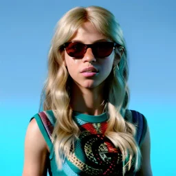 Shakira, artist, 30 years old, Realistic image, waist up portrait, etro style dress. Gucci sunglasses. loose long hair, eyes make up, perfect, glow, circle iris. concept art, smooth, unreal engine 5, god lights, ray tracing, RTX, lumen lighting, ultra detail, volumetric lighting, 3d, finely drawn, high definition, 4k.