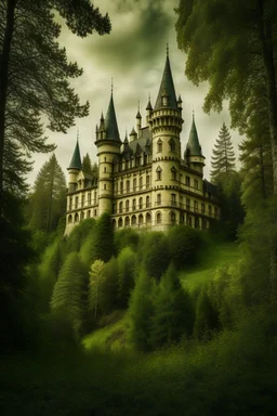 Готический замок на фоне леса
