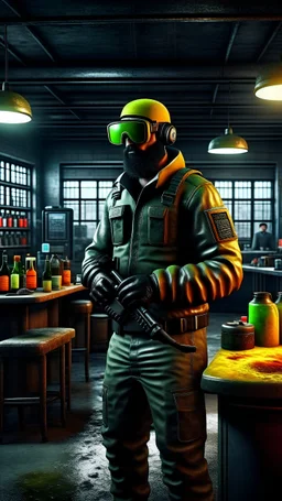 The hero of the PUBG game in a chemical laboratory in a large area--v4