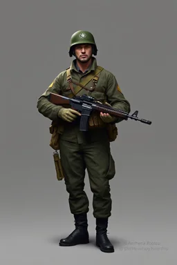 elite gun soldier in 1950 concept