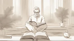 The image portrays an atmosphere of tranquility and focus, with an individual reading a book in a serene and comfortable setting. It reflects the spirit of self-improvement and personal growth, as the person appears engrossed in exploring inspiring content that contributes to their personal development and knowledge acquisition. The appropriate lighting and intricate details enhance a positive and motivating ambiance for learning and advancement.