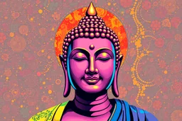 pop art pixels 1000 images budha in the style of monet