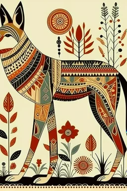 Native American Folk Art Coyote illustration