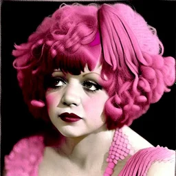 Clara bow, with pink hair and crochet