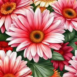 gerbera daisy flower on white background, illustration