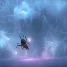 Giant transparent ethereal luminescent nebulous spider, realistic