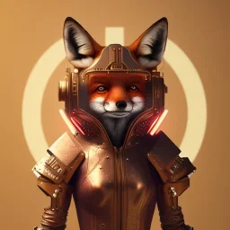 A steampunk Armor wearing Fox,cyberpunk, character design,ultra realistic,shiny, smooth, studio quality, octane render, Surrealism, Triadic colour scheme,ambient lighting polaroid, 100mm