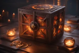 Belzaran's evil magic puzzle box. fantasy concept art, exquisite realism, a masterpiece, dynamic lighting, hyper detailed, intricately detailed, deep color, Unreal Engine, volumetric lighting , Epic cinematic brilliant stunning intricate meticulously detailed dramatic atmospheric maximal,