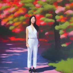 Full body portrait, painting, medium shot lady Budokan