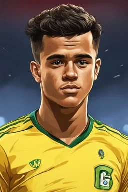 Philippe Coutinho Brazilian football player ,cartoon 2d