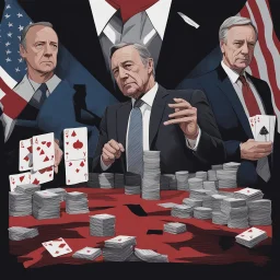 **Cinematic Illustrations:** A seemingly robust house of cards crumbles before our eyes. Each card represents a societal norm or value being eroded by extremist narratives. The scene emphasizes the fragility of peace and the importance of collective action. **Appearance:** cinematic portraits while lacking visuals, aim to be mesmerizing through their metaphorical storytelling, intuitive through clear representation of complex ideas, persuasive through their emotional impact, intriguing through t