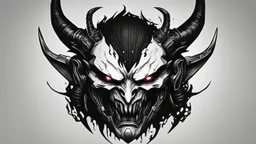 cyberpunk demon logo black and white