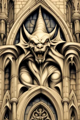 Gargoyles Promt: Art Nouveau Gothic Hyper realistic intricate oil paint detailed pencil sketched Notre Dame gargoyles in the style of Escher, a resin painter
