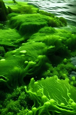 Erstelle ein bild, wo algen zusehen sind