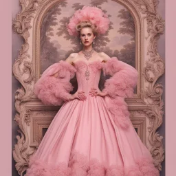 baroque art aesthetic pink dress