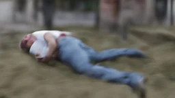 شخص يصارخ ويعاني وواضح عليه انو بدو يموت ويخرج منو دم