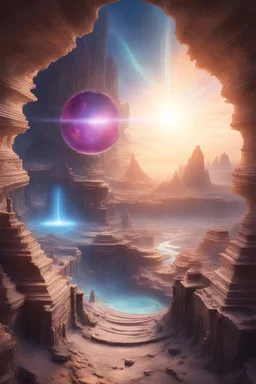 10 portals to different dimensions opening within each other coming going up from dnd far away view