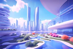 City in 2100 :: 8K, 3D, Octane Render, Unreal Engine 5, Hyperdetailed, extremely realistic evolution of future architecture, colourful, fitting colours, blue sky over a clean environment, award winning, crisp quality, masterpiece, fantastic view, digital art