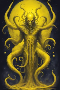 lovecraftian yellow god of ballance inhumane cosmic horror yellow paint