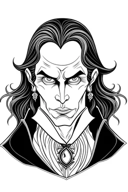 Vampire Portrait halloween themed white and black for coloring