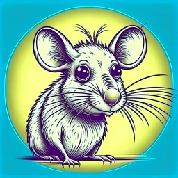 Rat cow, with rat ears and tail lineal caricature art