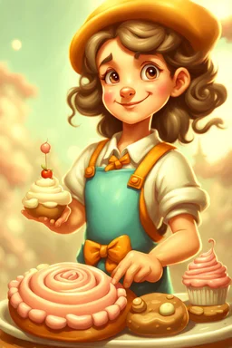 a cartoon character thirty years old confectioner , an ultrafine detailed painting by senior character artist, featured on polycount, sots art, artstation hd, 2d game art, behance hd