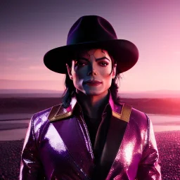 Michael Jackson,purple light effect, closed eyes, rtx, reflection, 8k, glow, winning photography, caustics