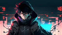 picture of a hero hacker in the style of anime