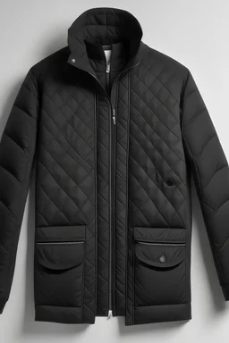 black quilted jacket with light grey background