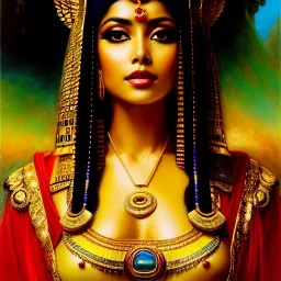 Drawing of beautiful face,busty 'cleopatra',sweet stare,throne,hieroglyphics,balanciaga fashion clothe painting by gaston bussiere, greg rutkowski, yoji shinkawa, yoshitaka amano, tsutomu nihei, donato giancola, tim hildebrandt, oil on canvas, cinematic composition, extreme detail,fit full head inside picture,16k