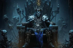 amo de la noche warhammer 40k sentado en un trono con cadenas y craneos