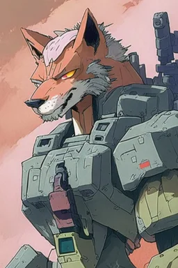 Wolf themed mecha comic style