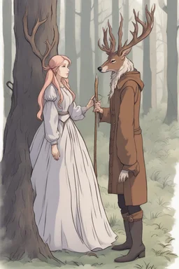 "my dear Alina, I need you to convince your mistress to help me: we need to go together in the forest, look for a deer and cast a very specific spell on it. I will tell you more in a minute, but first please tell the witch I need her help" "I'm afraid I can't do such a thing, because my master has forbidden me to harm anyone." "But surely you could try to persuade her?" "No, because she is too stubborn and I think she will only become angry with me. > turn to the witch and say: "Lady witch, I