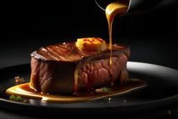 food photography, filet mignon medium rare with melting butter on top, editorial photography, photography, ultra realistic, 8k, HD, 4K