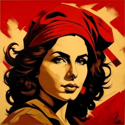 Crea imagen de una mujer empoderada al estilo de la artista nacha Guevara