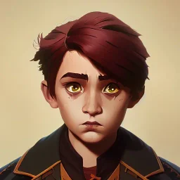 Portrait of a handsome brown haired little warlock kid by Nick Harris