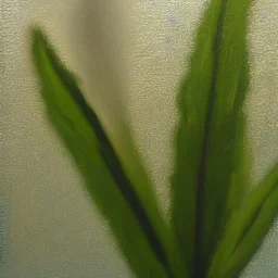 oil painting of a flower through a frosted window pane