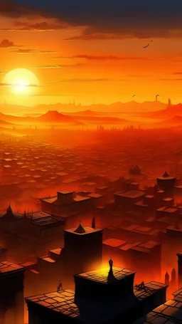 Persische Stadt Skyline mit Sonnenuntergang aus 1001 Nacht
