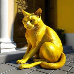 Neoclassicism cat realistic yellow cote d'azur