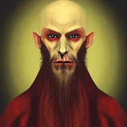 Nosferatu with a beard of fleshy tendrils as a Russian Orthodox man