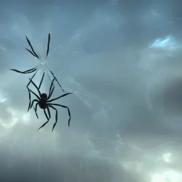 Giant transparent ethereal starry spider, realistic