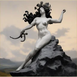 After "Bacchante" by Albert-Ernest Carrier-Belleuse, 1863. Musee d'Orsay, Paris Model: insane god/deicide art over a volcano