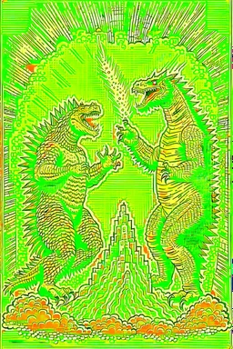 Godzilla fighting the annunaki