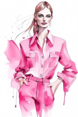 Watercolor fashion pink sketch