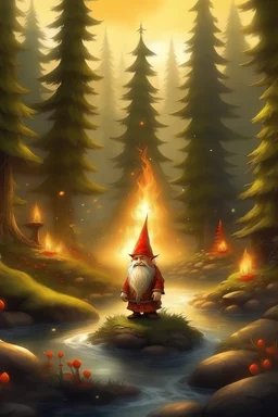 Ia virtual amazing Christmas tree background forest water fire gnome fairy gift presents
