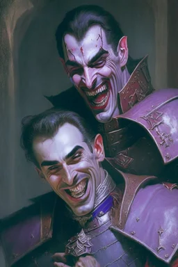 Strahd von Zarovich choking a paladin with an evil grin