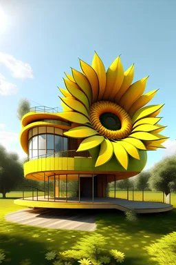 تصميم معماري لبيت على شكل وردة عباد الشمس